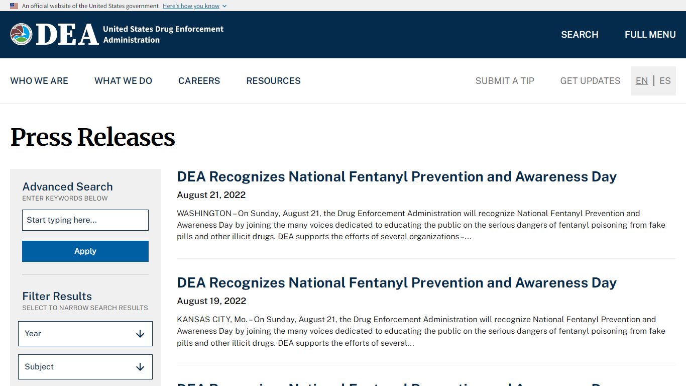 Press Releases | DEA.gov